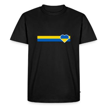 Ukraine ruban bleu-jaune avec cœur - T-shirt Premium bio Homme - noir - Devant - Nico (187cm)