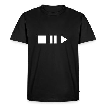 Stop Play and Pause - Men's Premium Organic T-Shirt - black - Front - Nico (187cm)