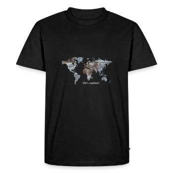 World Map - Let's explore! - Men's Premium Organic T-Shirt - black - Front - Nico (187cm)
