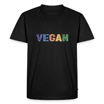 Vegan pattern - couleurs primaires - T-shirt Premium bio Homme - noir - Devant - Nico (187cm)