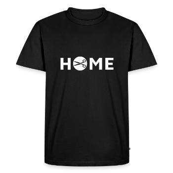 Tailor House, Barber House - Men's Premium Organic T-Shirt - black - Front - Nico (187cm)