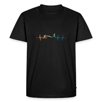 Triathlon Heartbeat - Men's Premium Organic T-Shirt - black - Front - Nico (187cm)
