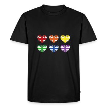 DRAPEAU ARC-EN-CIEL DU ROYAUME-UNI - T-shirt Premium bio Homme - noir - Devant - Nico (187cm)
