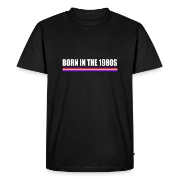 né dans les années 1980 - T-shirt Premium bio Homme - noir - Devant - Nico (187cm)