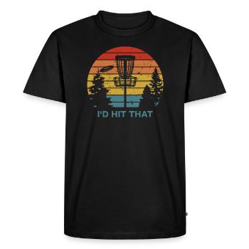 I'D Hit That Retro Disc Golf Discgolfer Frisbee - Men's Premium Organic T-Shirt - black - Front - Nico (187cm)