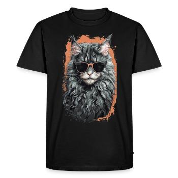 Maine Coon cat coolness in cat shape - Men's Premium Organic T-Shirt - black - Front - Nico (187cm)