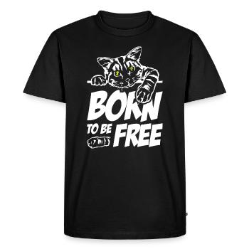 L’amoureux des chats né pour être libre - T-shirt Premium bio Homme - noir - Devant - Nico (187cm)