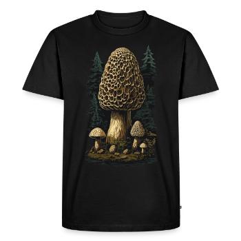 Vintage Morels Goblincore Mushroom Magic - Men's Premium Organic T-Shirt - black - Front - Nico (187cm)