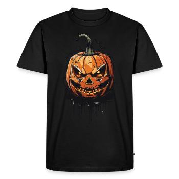 Horreur d’Halloween à minuit citrouille effrayante - T-shirt Premium bio Homme - noir - Devant - Nico (187cm)