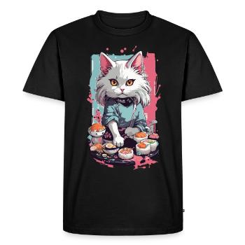 Cat Sushi Master Pastel Lover Design - Men's Premium Organic T-Shirt - black - Front - Nico (187cm)