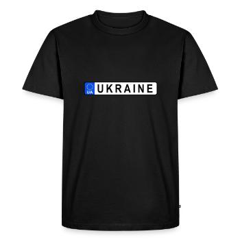 L’Ukraine dans l’Union européenne, plaque d’immatriculation - T-shirt Premium bio Homme - noir - Devant - Nico (187cm)