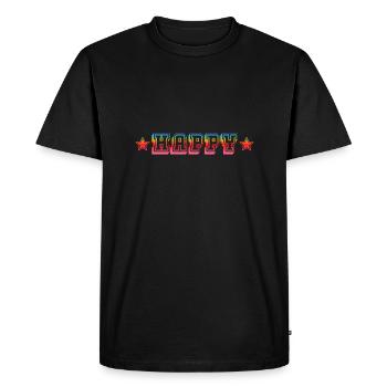 chemise étoile arc-en-ciel heureuse - T-shirt Premium bio Homme - noir - Devant - Nico (187cm)
