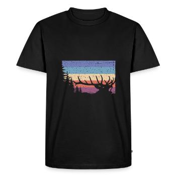 Cerf - T-shirt Premium bio Homme - noir - Devant - Nico (187cm)