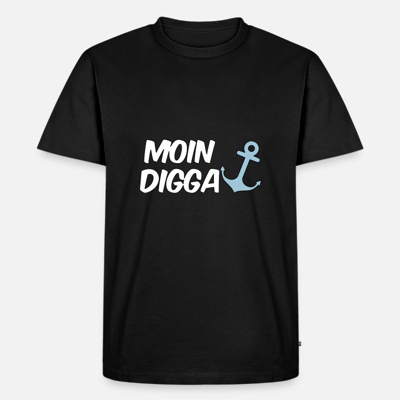 Moin Digga Hamburg - Männer Premium Bio T-Shirt - Schwarz