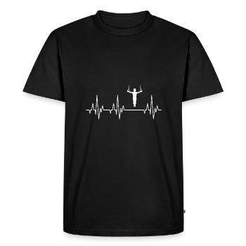 Heartbeat ECG Gymnastique Gymnastique Acrobatie Sport - T-shirt Premium bio Homme - noir - Devant - Nico (187cm)