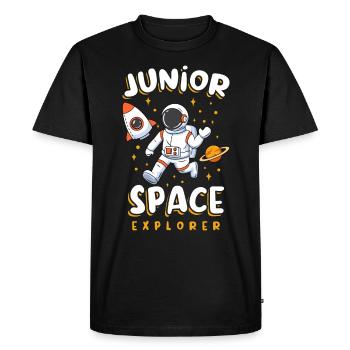 Junior Space Explorer Outer Space Astronaut - Men's Premium Organic T-Shirt - black - Front - Nico (187cm)