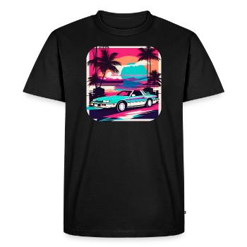 Cool car with palm trees in sunset III - Men's Premium Organic T-Shirt - black - Front - Nico (187cm)