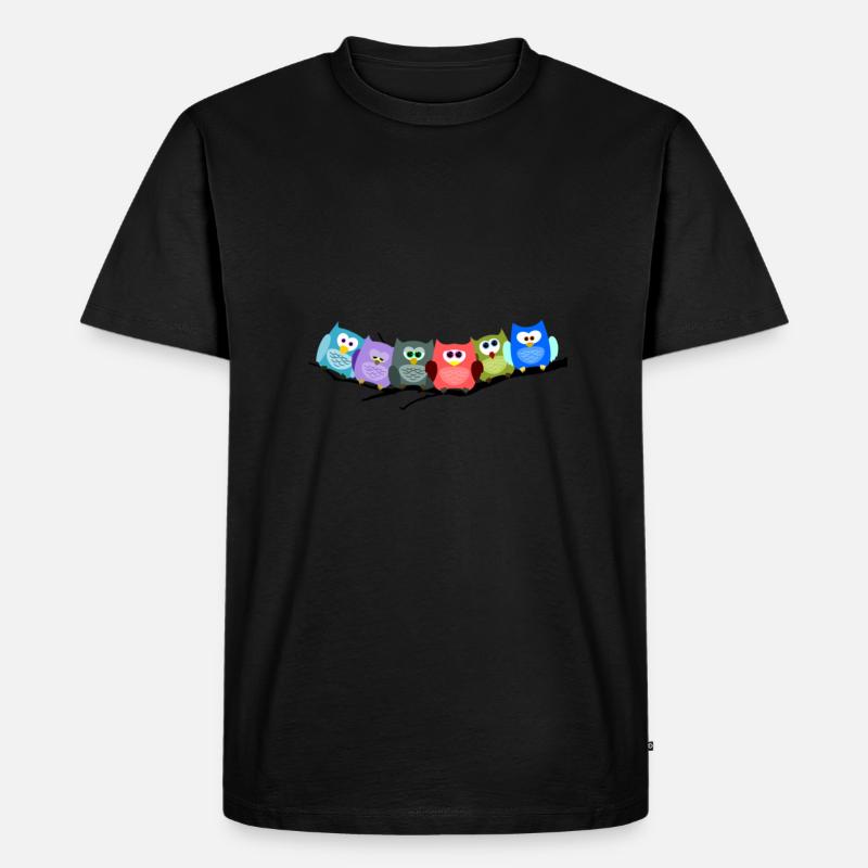 Cooles buntes Eulen Motiv - Männer Premium Bio T-Shirt - Schwarz