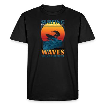 Vintage surfing lustiges Surfer Surfboarding - Männer Premium Bio T-Shirt - Schwarz - Vorne - Nico (187cm)