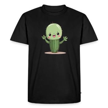 Cute Cactus Cuddles Matching Couple - Men's Premium Organic T-Shirt - black - Front - Nico (187cm)