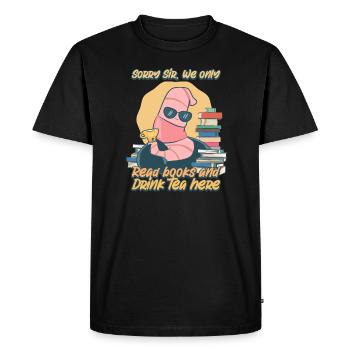 Rat de bibliothèque bibliothécaire et amateur de thé - T-shirt Premium bio Homme - noir - Devant - Nico (187cm)