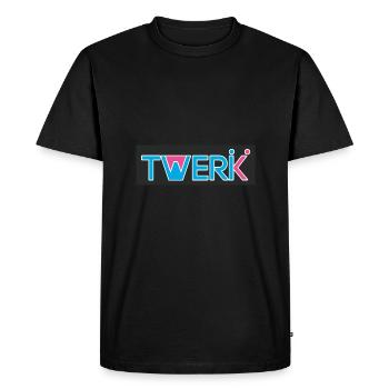 TWERK logo with W filled with Rose - Men's Premium Organic T-Shirt - black - Front - Nico (187cm)