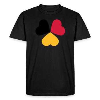 3 Hearts Germany Belgium Flag Shamrock - Men's Premium Organic T-Shirt - black - Front - Nico (187cm)