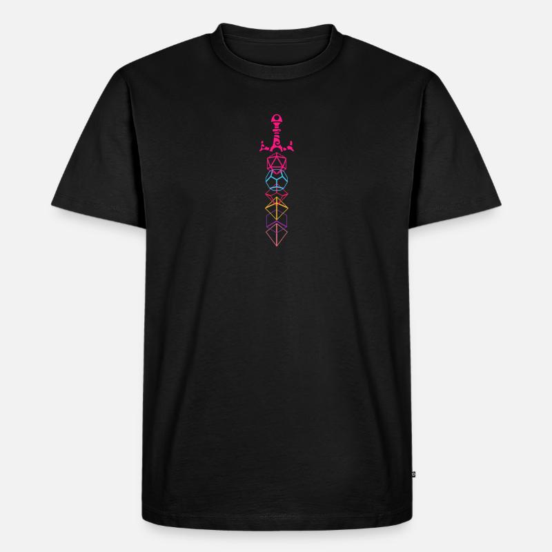 Synthwave Polyedral D20 Würfel Tabletop-Rollenspiel - Männer Premium Bio T-Shirt - Schwarz