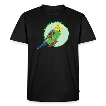 Perruche jaune / Yellow Budgie II - T-shirt Premium bio Homme - noir - Devant - Nico (187cm)