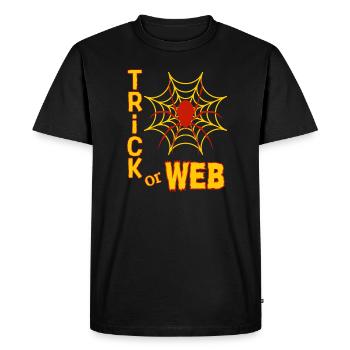 "Trick or Web", chasse au bonbons pour Halloween - T-shirt Premium bio Homme - noir - Devant - Nico (187cm)