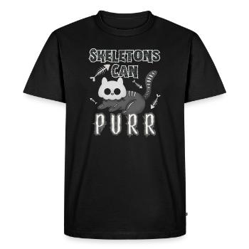 "Skeletons can Purr", Chat Momie Mignon Amusant - T-shirt Premium bio Homme - noir - Devant - Nico (187cm)