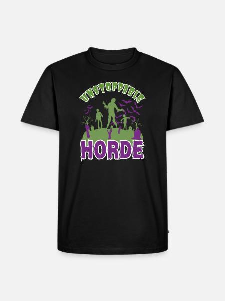 "Unstoppable Horde", Halloween Zombie Horde - Maglietta ecologica premium da uomo - nero