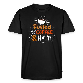 Thème du cadeau "alimenté par le café et la haine" - T-shirt Premium bio Homme - noir - Devant - Nico (187cm)