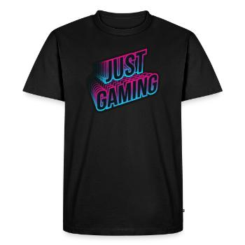 JUST GAMING Neon Colored Lettering - Men's Premium Organic T-Shirt - black - Front - Nico (187cm)