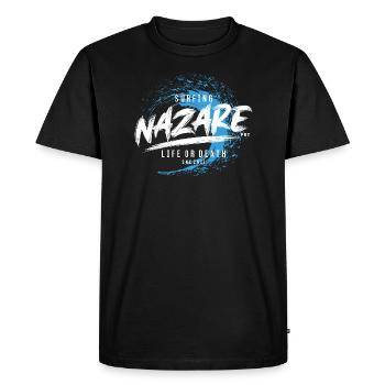 SURFING NAZARE LIFE OR DEATH - Men's Premium Organic T-Shirt - black - Front - Nico (187cm)