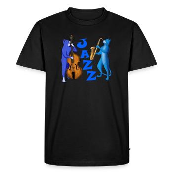 JAZZ CATS - CATS PLAYING SAXOPHONE AND DOUBLE BASS - Men's Premium Organic T-Shirt - black - Front - Nico (187cm)