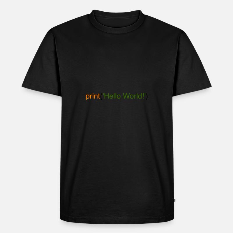Hello World Python - Männer Premium Bio T-Shirt - Schwarz