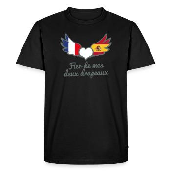 Binationalités France Espagne FrancoEspagnol - T-shirt Premium bio Homme - noir - Devant - Nico (187cm)