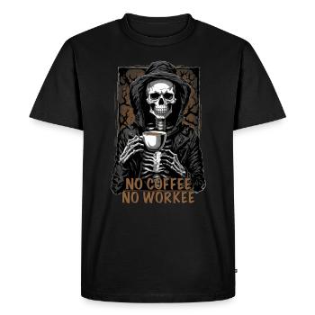 Pas de café, pas de workee - T-shirt Premium bio Homme - noir - Devant - Nico (187cm)