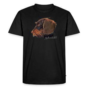 Rauhaardackel with lettering - Men's Premium Organic T-Shirt - black - Front - Nico (187cm)
