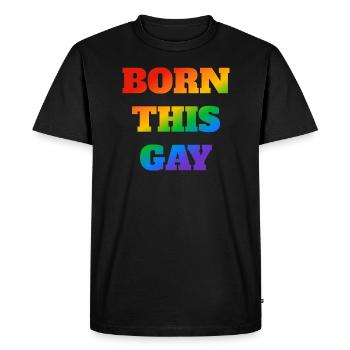 Born this gay rainbow text - Men's Premium Organic T-Shirt - black - Front - Nico (187cm)