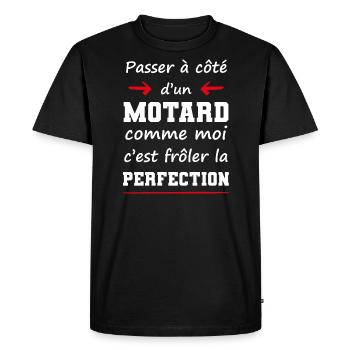cadeau marrant parfait perfection motard moto - T-shirt Premium bio Homme - noir - Devant - Nico (187cm)
