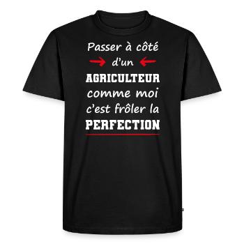 cadeau marrant perfection agriculteur - T-shirt Premium bio Homme - noir - Devant - Nico (187cm)
