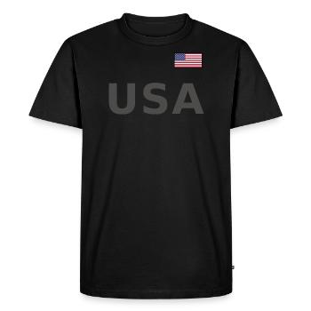 ÉQUIPE Bannière du drapeau américain des États-Unis sur la police - T-shirt Premium bio Homme - noir - Devant - Nico (187cm)