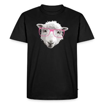 Hipster sheep with pink glasses - Men's Premium Organic T-Shirt - black - Front - Nico (187cm)