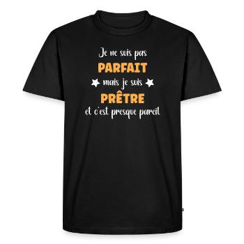 Je ne suis pas parfait mais PRÊTRE - T-shirt Premium bio Homme - noir - Devant - Nico (187cm)