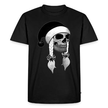 Totenkopf Frau Weihnachten Mütze Zöpfe - Männer Premium Bio T-Shirt - Schwarz - Vorne - Nico (187cm)