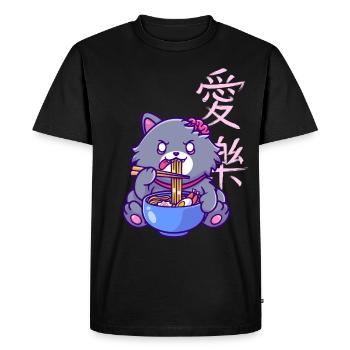 China Japan Cat Noodles Ramen Pasta Spaghetti - Men's Premium Organic T-Shirt - black - Front - Nico (187cm)