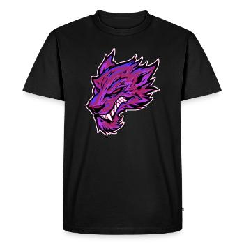 Tête de loup Tatouage Tête de Loup Graffiti Rose - T-shirt Premium bio Homme - noir - Devant - Nico (187cm)