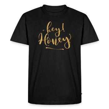 Hey Honey ! Salut chéri ! - T-shirt Premium bio Homme - noir - Devant - Nico (187cm)